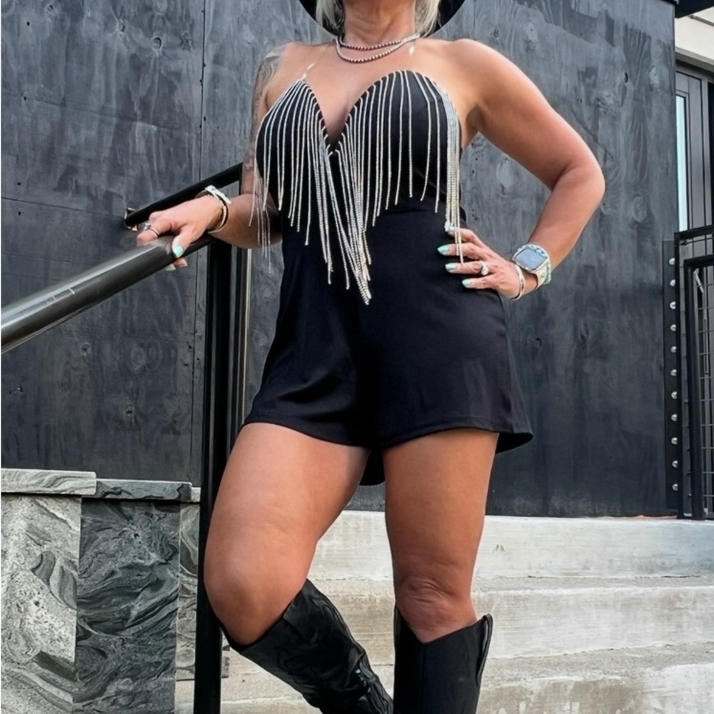 Black Fringe Romper